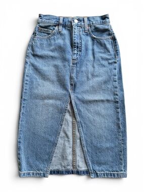 Denim Forum 90s Halle Skirt Classic Midi Denim Skirt Medium Wash Size 23